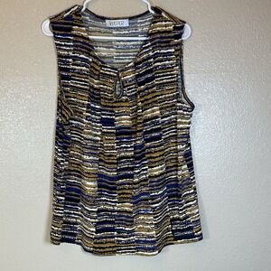 Kasper Sleeveless Blouse Striped Keyhole Shell Top Business Multicolor Womens XL